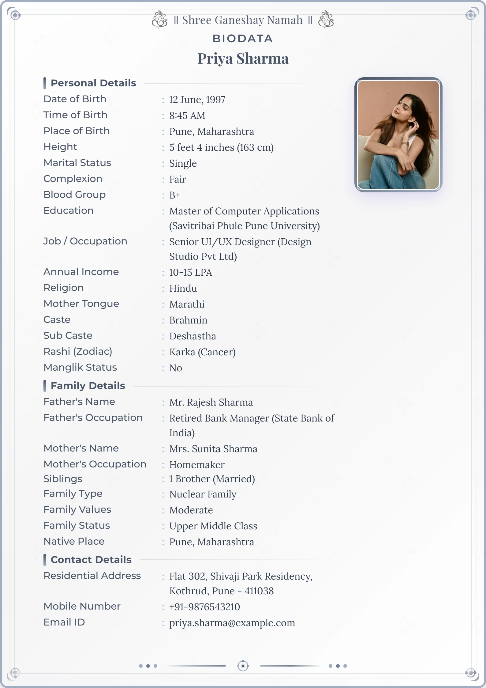 Wedding biodata template sample 8